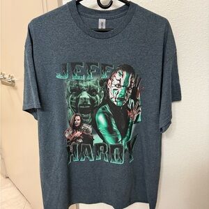 Gildan Dark Gray Graphic Tee with Green Accents (Jeff Hardy!)